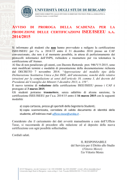 Proroga ISEEU 14-15 - Università degli studi di Bergamo