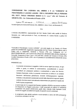 Convenzione con l`azienda USL Umbria 2