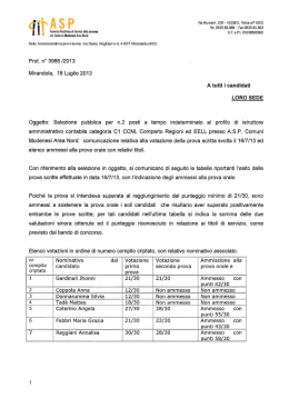 Esito prova scritta - A.S.P. Comuni Modenesi Area Nord