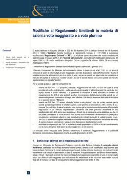Modifiche al Regolamento Emittenti in materia di azioni a voto
