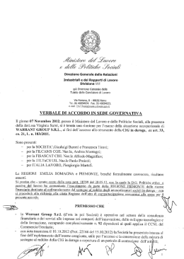 WARRANT GROUP - VERBALE ACCORDO - Filcams