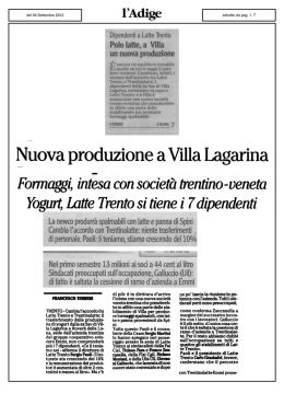 Nuova produzione a Villa Lagarina