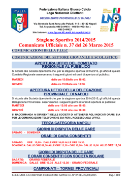 Stagione Sportiva 2014/2015 Comunicato Ufficiale n. 37 del 26
