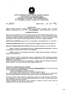 Bando di gara richiesta preventivo uscite didattiche