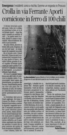Crolla in via Ferrante Aporti - FAS &ndash; gruppo Ferrante Aporti Sammartini