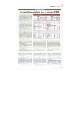 Le variet&agrave; consigliate per le semine 2010