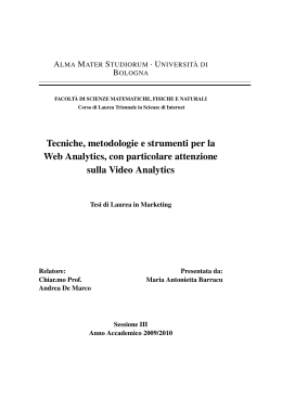 Tecniche, metodologie e strumenti per la Web Analytics, con