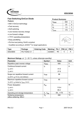 IDD23E60 Fast Switching EmCon Diode