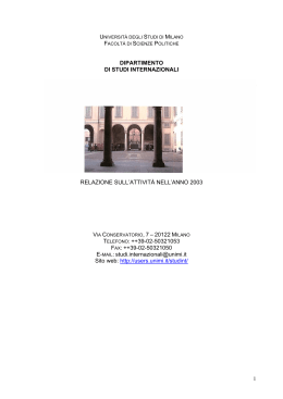 Studi Internazionali - Università degli Studi di Milano