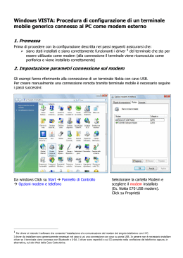 Windows VISTA: Procedura di configurazione di un terminale mobile
