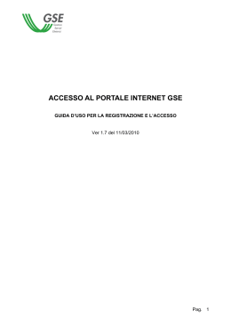 ACCESSO AL PORTALE INTERNET GSE