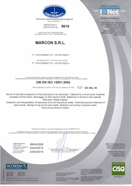 certificate - Smaltimento rifiuti a Treviso | Marcon srl