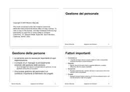 Gestione del personale Gestione delle persone Fattori importanti