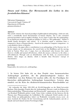 Sitzen und Gehen. Zur Hermeneutik des Leibes in den fern&ouml;stlichen