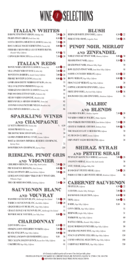 WINE SELECTIONS - Fratellis Steakhouse