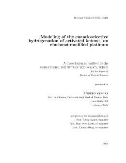 Modeling of the enantioselective hydrogenation - ETH E
