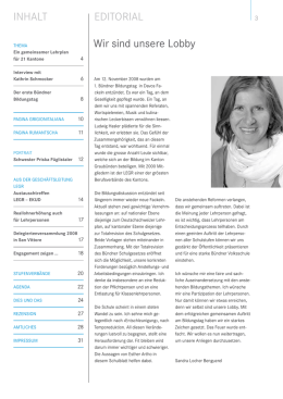 THEMA EDITORIAL INHALT Wir sind unsere Lobby