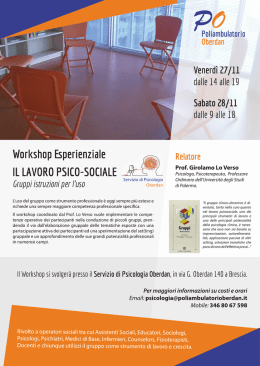 Workshop Esperienziale IL LAVORO PSICO
