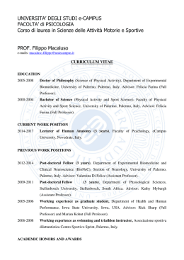 UNIVERSITA` DEGLI STUDI e-CAMPUS FACOLTA` di PSICOLOGIA