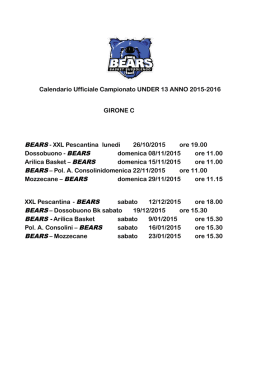 Calendario Ufficiale Campionato UNDER 13 ANNO 2015