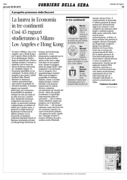 La laurea in Economia in tre continenti. Cos&igrave; 45 ragazzi studieranno