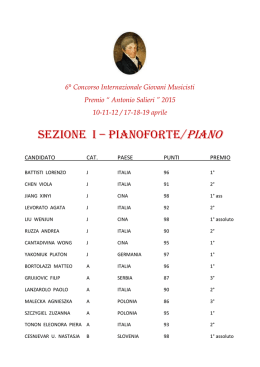 SEZIONE I &ndash; PIANOFORTE/PIANO