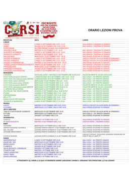 ORARIO LEZIONI PROVA - Arci La Loco &ndash; Osnago