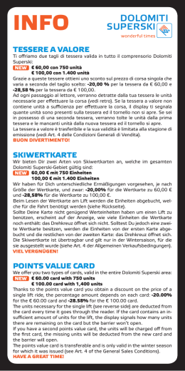 tessere a valore skiwertkarte points value card