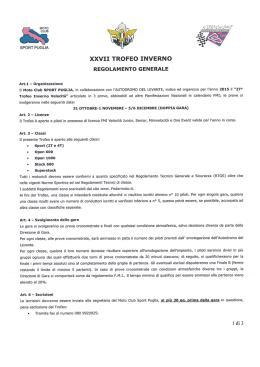 Regolamento Sportivo e Tecnico XXVII Trofeo Inverno 2015