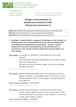 Anliegen an die Kommission 12 Synoden-Forum
