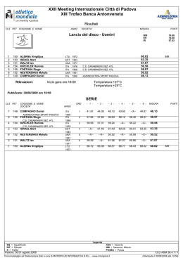 XXII Meeting Internazionale Citt&agrave; di Padova XIII