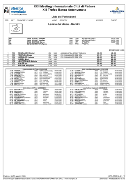 XXII Meeting Internazionale Citt&agrave; di Padova XIII Trofeo Banca