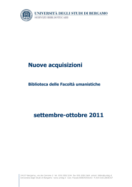 Nuove acquisizioni settembre-ottobre 2011