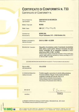 CERTIFICATO DI CONFORMITА N. 733