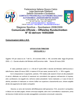 Offizielles Rundschreiben N&deg; 53 del/vom 14/05/2009