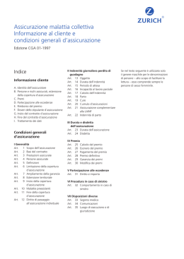 Assicurazione malattia collettiva Informazione al cliente e condizioni