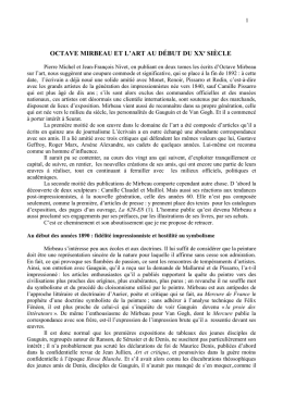 OCTAVE MIRBEAU ET L`ART AU D&Eacute;BUT DU XXe SI&Egrave;CLE
