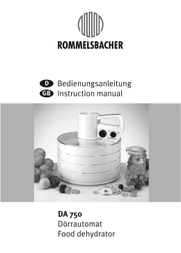 Bedienungsanleitung - ROMMELSBACHER ElektroHausgeräte GmbH