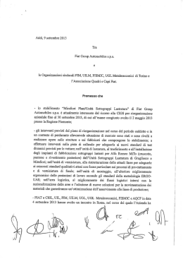 Verbale di incontro Fiat Automobiles S.p.A. e OO.SS
