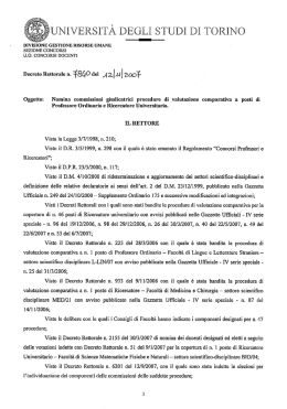 Decreto Rettorale n. del Agi,“ I `300]: