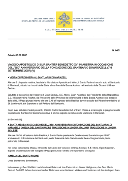viaggio apostolico di sua santit&agrave; benedetto xvi in austria in