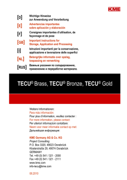 Application and processing information for TECU Brass, Bronze and