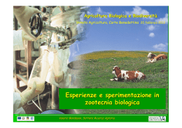 Esperienze e sperimentazione in zootecnia biologica Agricoltura