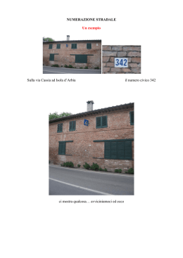NUMERAZIONE STRADALE Un esempio Sulla via Cassia