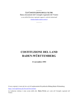 COSTITUZIONE DEL LAND BADEN-W&Uuml;RTTEMBERG