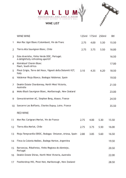 Wine Menu - Vallum Farm