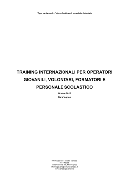 training internazionali per operatori giovanili, volontari, formatori e