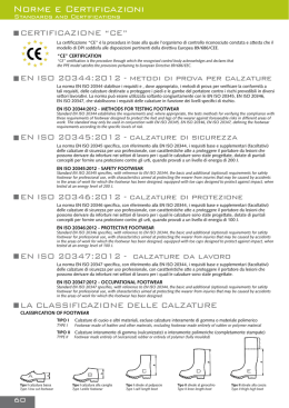 Norme - Certificazioni - Classificazione delle calzature
