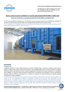 Nuova camera di prova ventilatori in accordo agli standard EN ISO