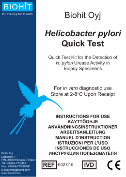 Biohit Oyj Helicobacter pylori Quick Test